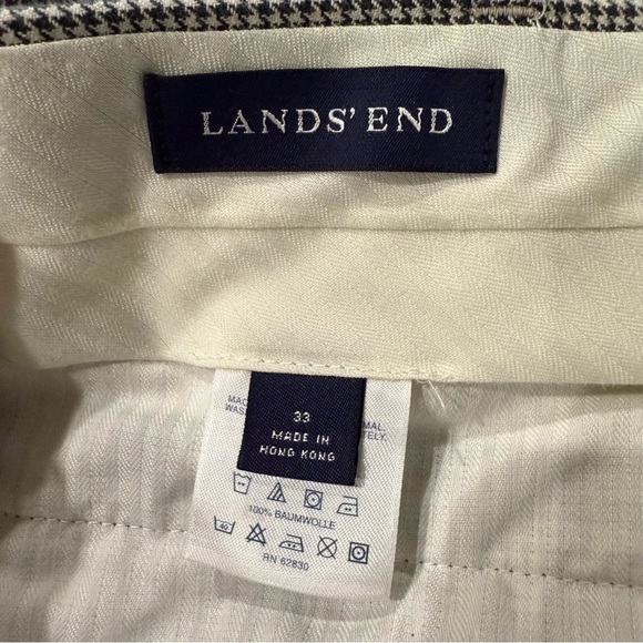 Lands’ End Houndstooth Dress Pants Cotton Pleated Cuffs Slacks Men’s Size 33x29 - Picture 11 of 12